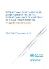 International trade agreements and implementation of the international code of marketing of breast-milk substitutes: frequently asked questions