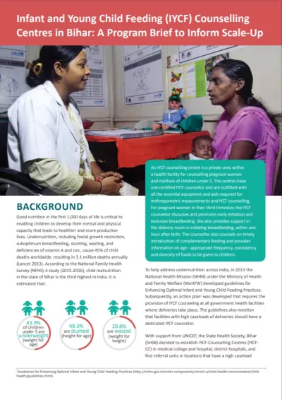 IYCF Counselling Centres in Bihar, India