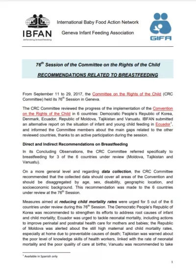 Breastfeeding and the Convention on the Rights of the Child
