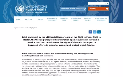 Joint Statement on Breastfeeding and Human Rights