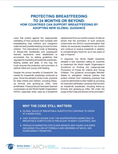 Policy Brief: Protecting breastfeeding to 24 months or beyond