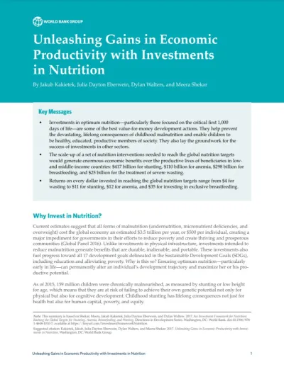 Unleashing Gains in Economic Productivity with Investments in Nutrition